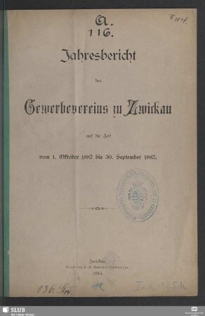 1882/83(1884): Jahresbericht des Gewerbevereins zu Zwickau