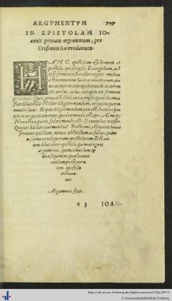 In Epistolam Ioannis primam argumentum.
