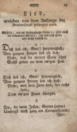 Lied, welches vor dem Anfange der Bruderschaft gesungen wird