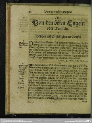 VIII. Von den bösen Engeln oder Teuffeln