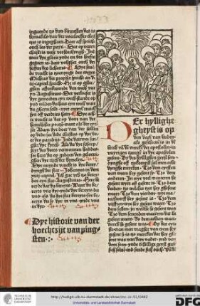 Der hyllighe gheyst is op den dach van huden als geschreven is in den boich van den wercken der apostolen in vuyrigen tzungen in dye apostolen gesent...