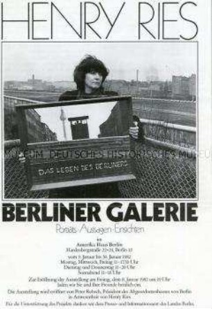 Werbe- und Informationsblatt zur Fotoausstellung "Berliner Galerie" von Henry Ries - Nachlass