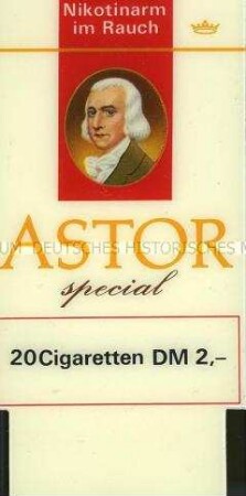 Werbeschild für "Astor Special"-Zigaretten