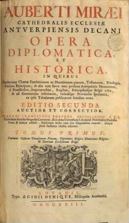 Opera diplomatica et historica. 1