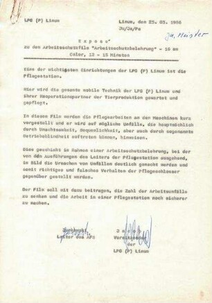 Exposée zum Amateurfilm "Ja, Meister!"