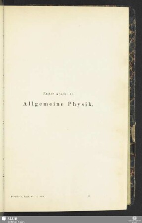 Erster Abschnitt. Allgemeine Physik
