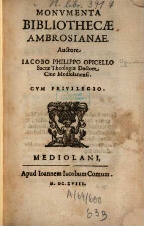 Monumenta Bibliothecae Ambrosianae