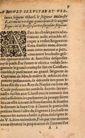 Lettre Envoyee De Constantinoble, A la tresillustre Seigneurie de Venise & à plusieurs autres Seigneurs & Princes Chrestiens, Contenant les merueilleuses choses qu'endommage totallement le grand Turq & la secte Mahometique dont il est fort ...