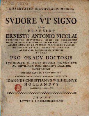 Diss. inaug. med. de sudore ut signo