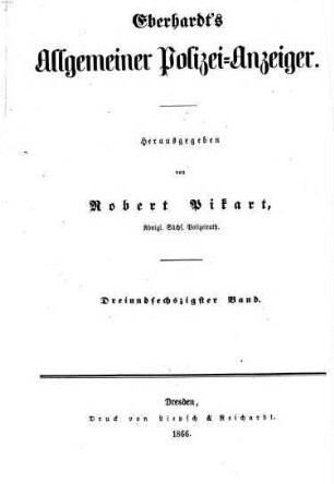 Eberhardt's allgemeiner Polizei-Anzeiger. 63. 1866 = Juli - Dez.