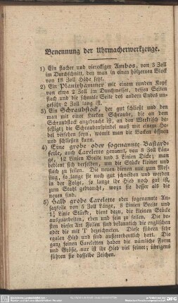 Benennung der Uhrmacherwerkzeuge
