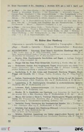 VII: Bücher über Hamburg (Nr. 921-986)