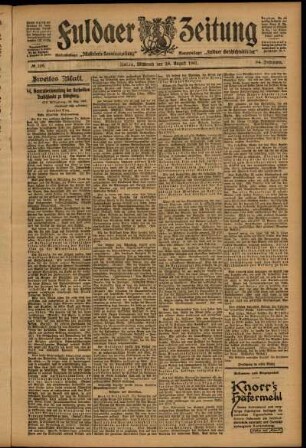 Zweite Ausgabe vom Mittwoch, den 28. August 1907.