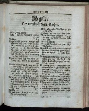 Register Der merckwürdigen Sachen