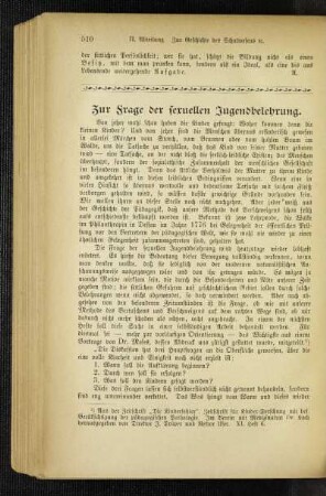 Zur Frage der sexuellen Jugendbelehrung