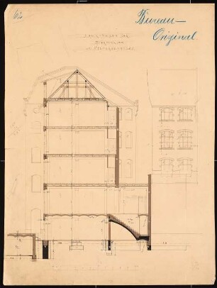 Etagenwohn- und Geschäftshaus Krausenstraße 40, Berlin: 2. Hinterhaus: Querschnitt