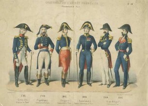 Einzeldarstellungen der Platzkommandanten von 1792 bis 1843 in Uniform und Mütze, teils mit Orden, stehend, Brustbilder teils in Halbprofil
