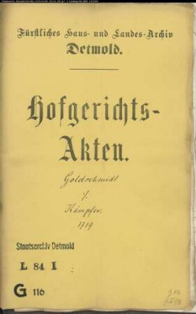 Goldschmidt, Joseph gegen Dr. und Syndikus Kämpfers Witwe zu Lieme - Schuldforderung