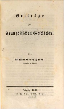 Beiträge zur französischen Geschichte