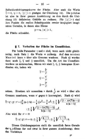 § 7. Verhalten der Fläche im Unendlichen.
