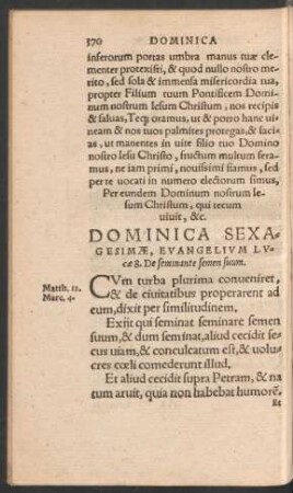Dominica Sexagesimae ...