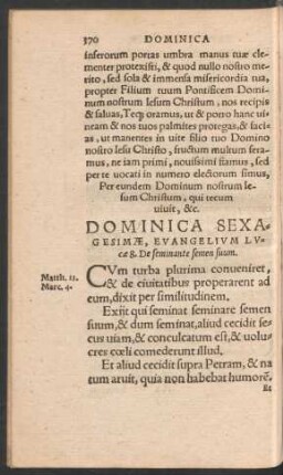 Dominica Sexagesimae ...