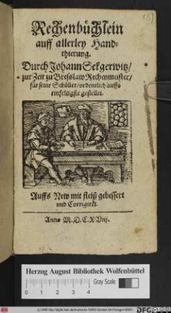 Rechenbüchlein auff allerley Handthierung