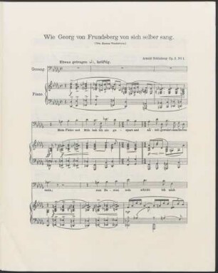 Wie Georg von Frundsberg von sich selber sang. : (Des Knaben Wunderhorn). Op. 3. N°. 1.