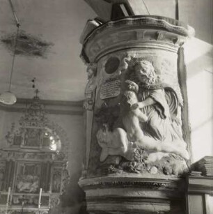 Kanzelkorb mit Relief der Erschaffung Evas