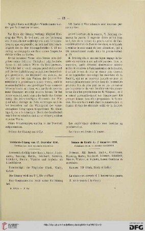 Vorstands-Sitzung vom 17. Dezember 1896 / Séance du Comité du 17 décembre 1896