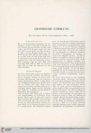 Graphische Sammlung. Bericht über die Verwaltungsjahre 1923-1927