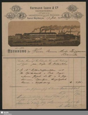 Hermann Laass & Co., Eisengiesserei, Fabrik landwirthschaftlicher Maschinen, Neustadt-Magdeburg