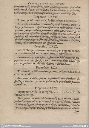Propositio LXX. Tertiam situs differentiam, ex ordine speciei in oculo comprehendi.