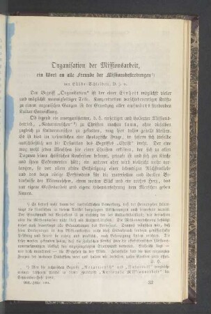 Organisation der Missionsarbeit, ein Wort an alle Freunde der Missionsbestrebungen