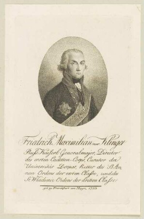 Bildnis des Friedrich Maximilian von Klinger