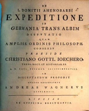 De L. Domitii Ahenobarbi expeditione in Germania trans Albim dispvtatio