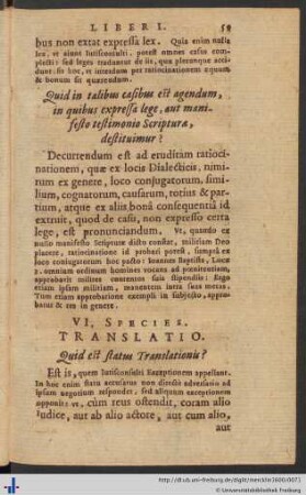 VI. Species. Translatio