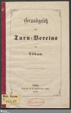 Grundgesetz des Turn-Vereins zu Löbau