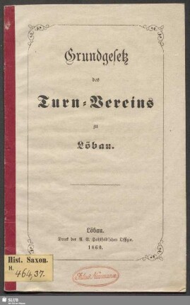 Grundgesetz des Turn-Vereins zu Löbau