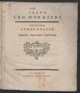 Jesus Leo Dormiens Philologica Commentatio