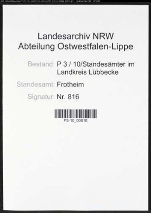 Sterberegister Standesamt Frotheim