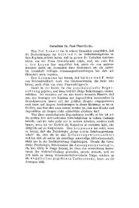 Psychiatrische Gutachten über kriminelle Jugendliche [Minderjährige] und jugendliche Zeugen : III. ; Gutachten Dr. Paul Plaut