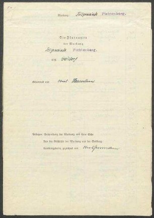 3 Fragebogen und Karte Fichtenberg, OA Gaildorf