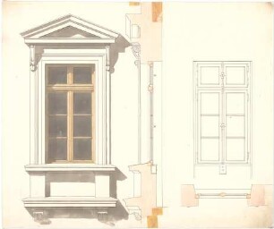 Fischer, Theodor; Studienarbeiten - Fenster (Grundriss, Ansichten, Schnitt)