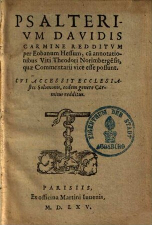 Psalterium Davidis carmine redditum