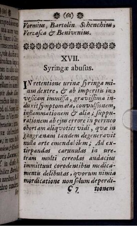XVII. Syringae abusus