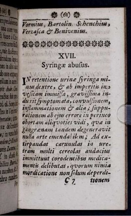 XVII. Syringae abusus