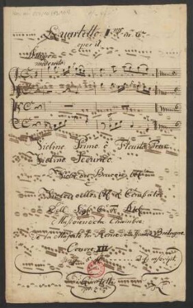 Quartette; vl (2), vla, vlc; C-Dur; K 67