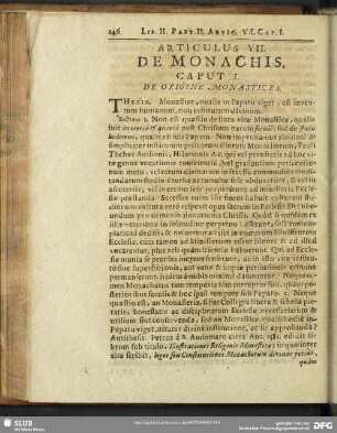 Articulus VII. De Monachis