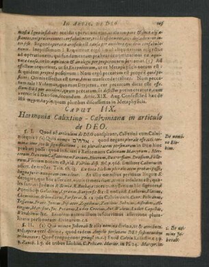 Caput IIX. Harmonia Calixtino-Calviniana in articulo de Deo.